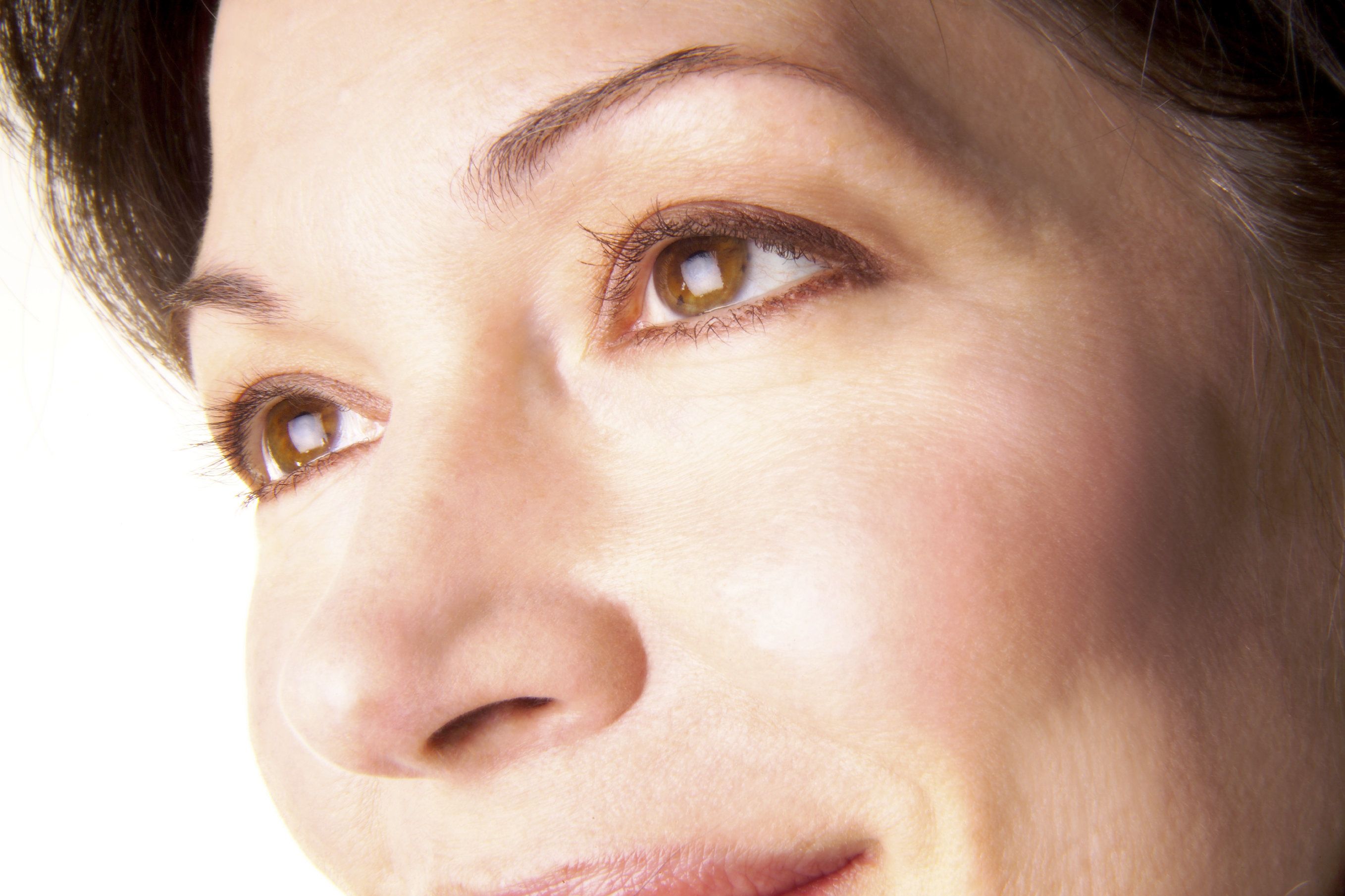 Close up of a woman's face.
